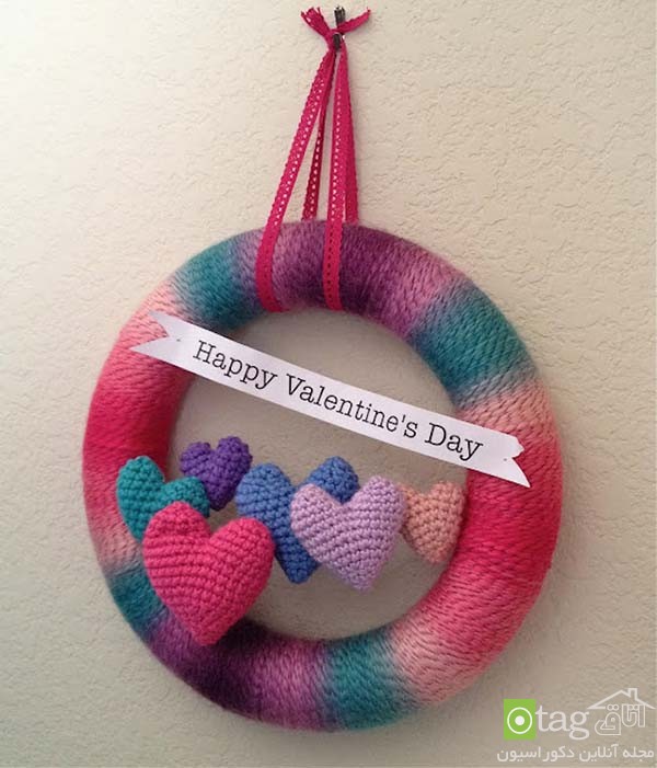 Colorful Valentines Day wreath design ideas 1 مدل های جدید حلقه گل و آویزهای دکوری مناسب روز عشاق
