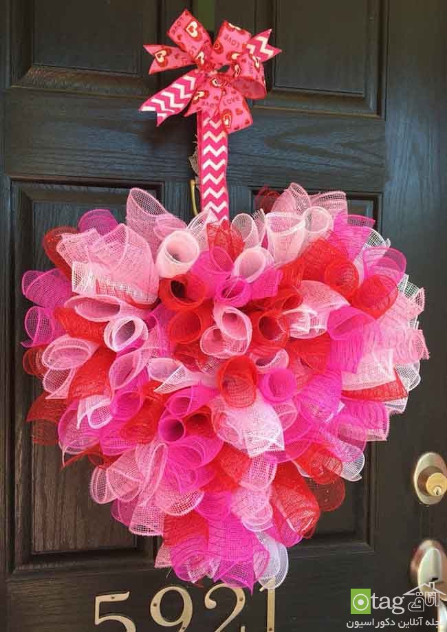 Colorful Valentines Day wreath design ideas 15 مدل های جدید حلقه گل و آویزهای دکوری مناسب روز عشاق